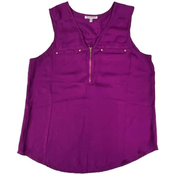 Mileage Partial Zip Up Sleeveless Chiffon Tank Top Bundle Size L Orange Purple - Picture 14 of 15